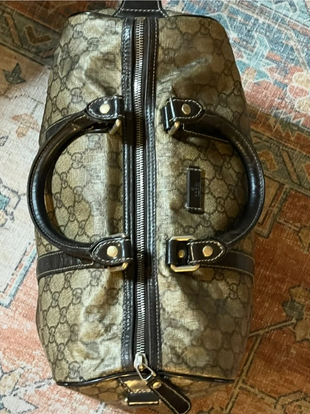 GUCCI Joy Boston Bag GG Monogram Vintage Beige & Brown - Picture 6 of 16